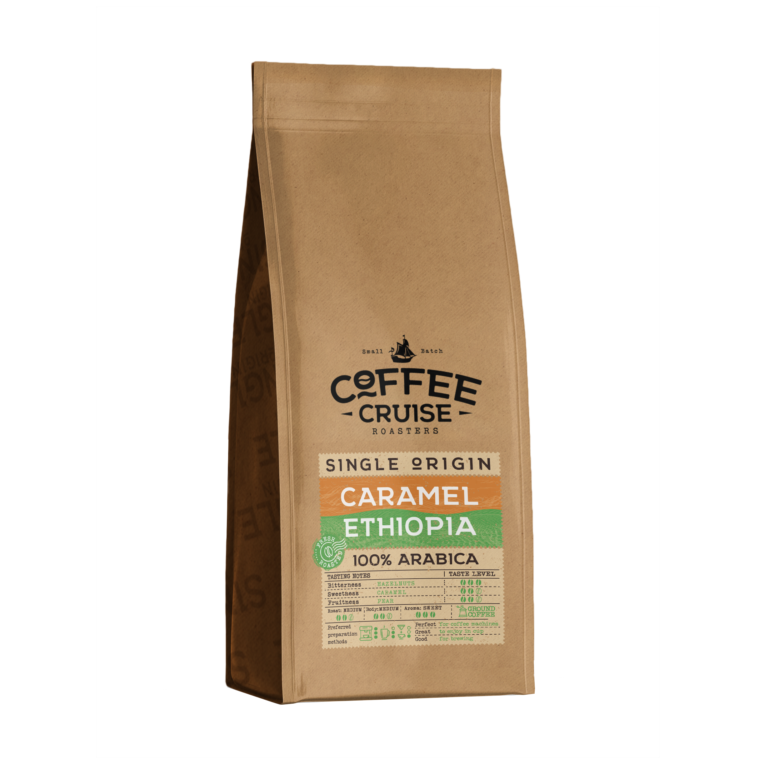 Coffee Cruise CARAMEL ETHIOPIA – Freshly Roasted Ground Coffee, 250g