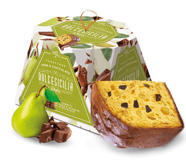 DOLCE SICILIA Panettone with Candied Pears and Bitter Chocolate Crumble 750g