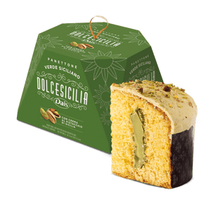 DOLCE SICILIA Panettone with Pistachio Cream and Chopped Pistachios 800g