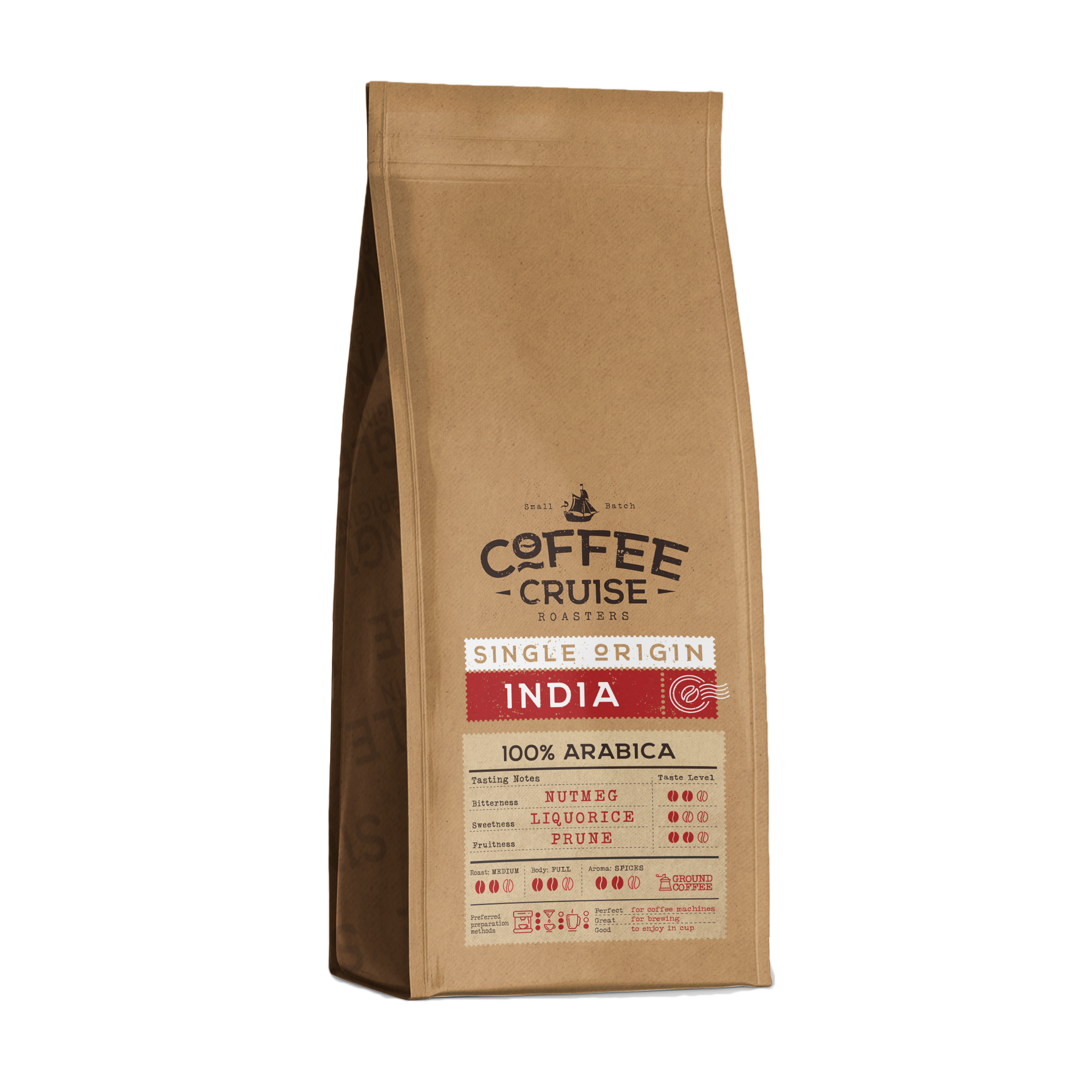 Coffee Cruise INDIA – Freshly Roasted Ground Coffee, 250g