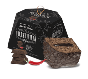 DOLCE SICILIA Panettone cake with dark chocolate and chili filling and bitter chocolate crumbles 800g