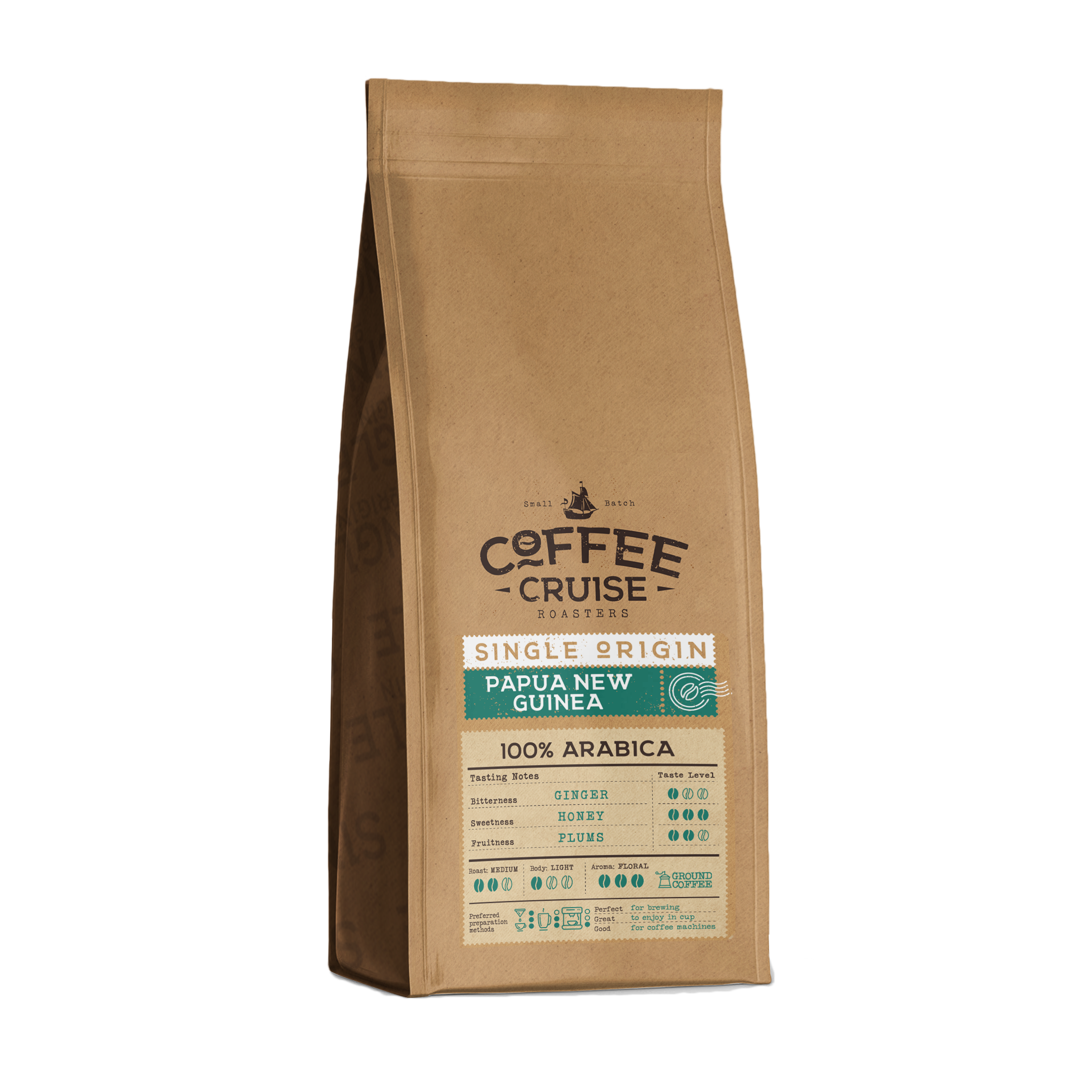 Coffee Cruise PAPUA NEW GUINEA – Freshly Roasted Ground Coffee, 250g