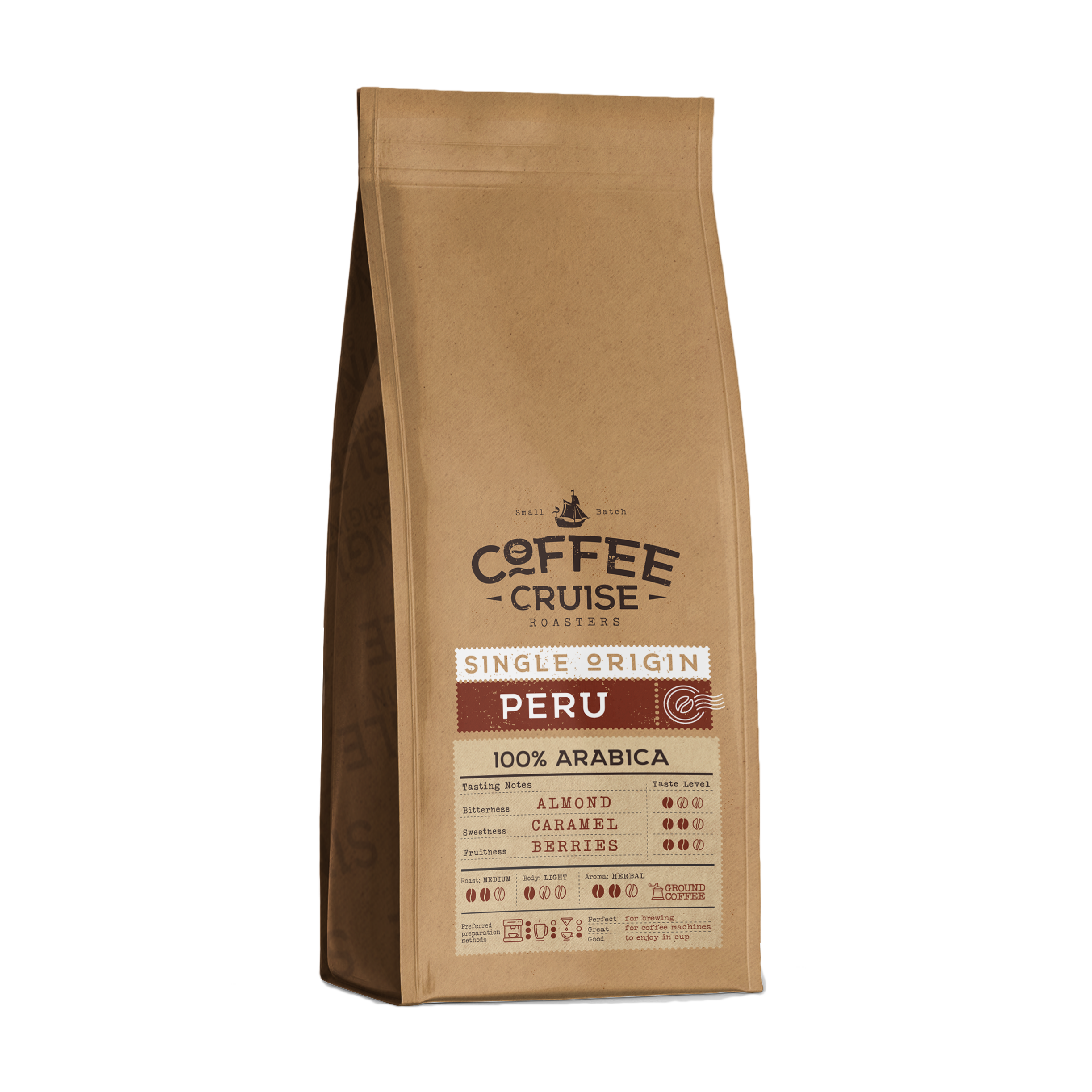 Coffee Cruise PERU – Freshly Roasted Ground Coffee, 250g
