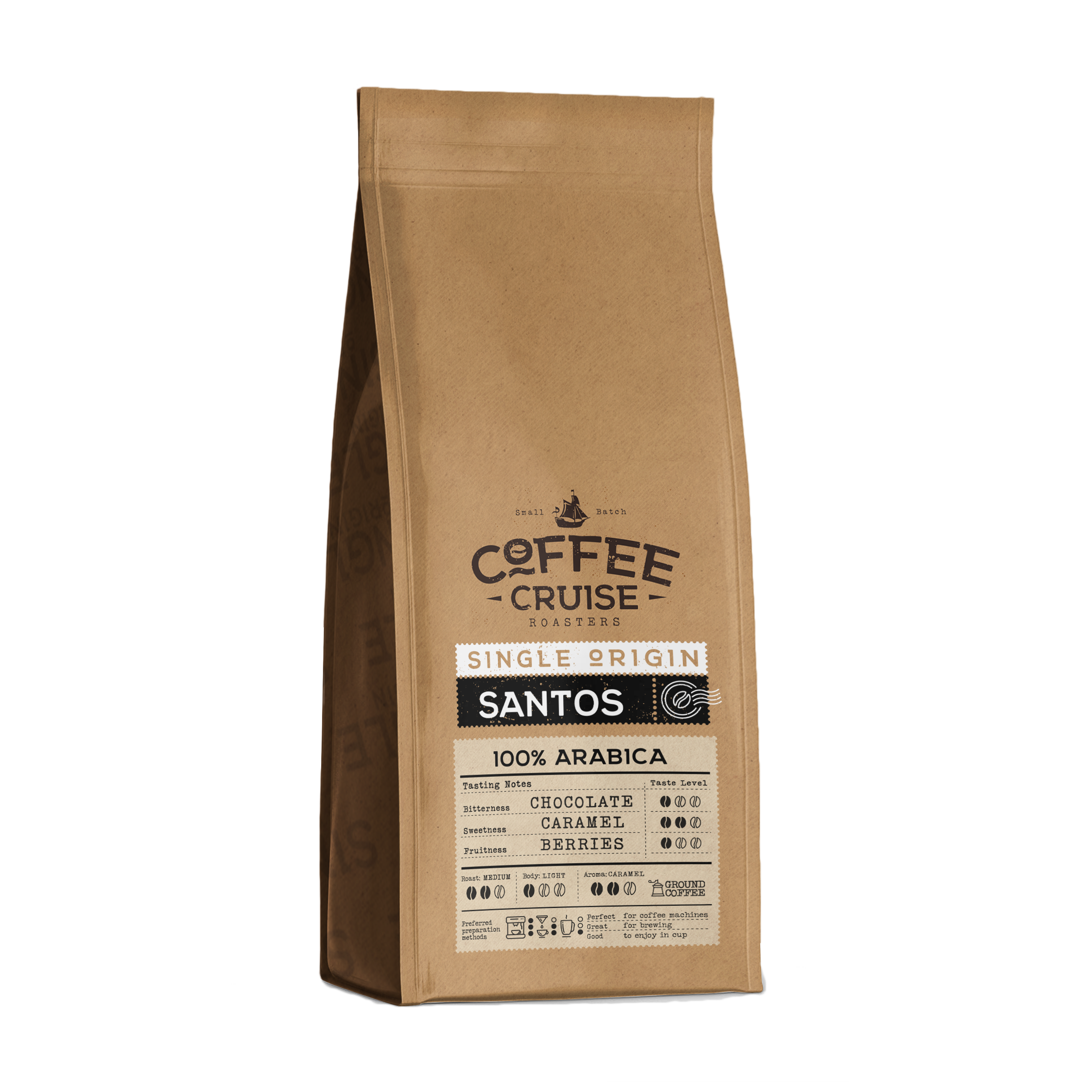 Coffee Cruise SANTOS – Freshly Roasted Ground Coffee, 250g