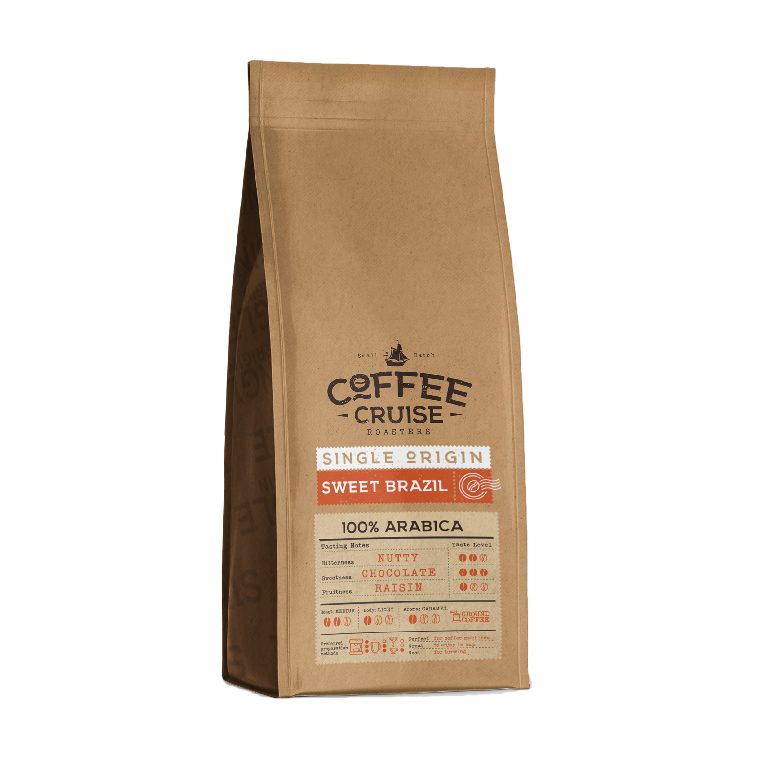 Coffee Cruise SWEET BRAZIL – Freshly Roasted Ground Coffee, 250g